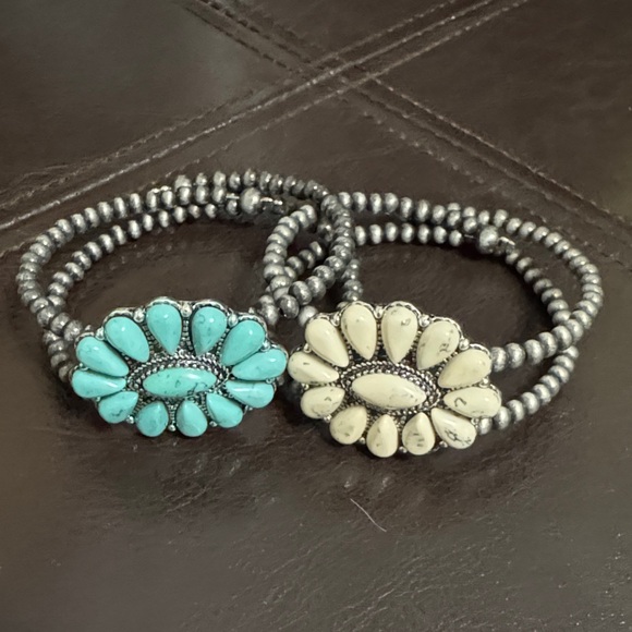 Jewelry - Elegant Beaded Bracelets with Turquoise and Cream Accents